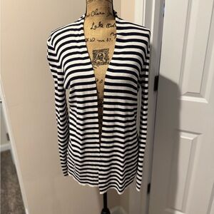 Banana Republic Navy and White Striped Cardigan